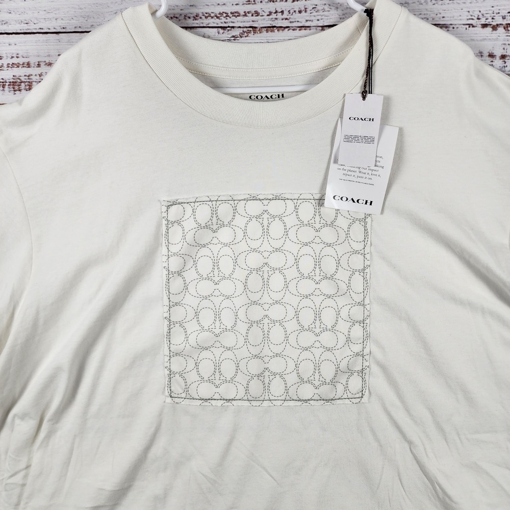 NWT Coach Signature Square T-Shirt 3XL Regular Cream Organic Cotton CM818